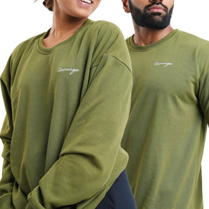 Essential Italic Sweat Shirt - Unisex- Olive Green