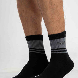 Retro Mid Half Sock - Charcoal Grey Stripes