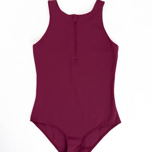 Refined Zip Up Bodysuit - Twinberry Red