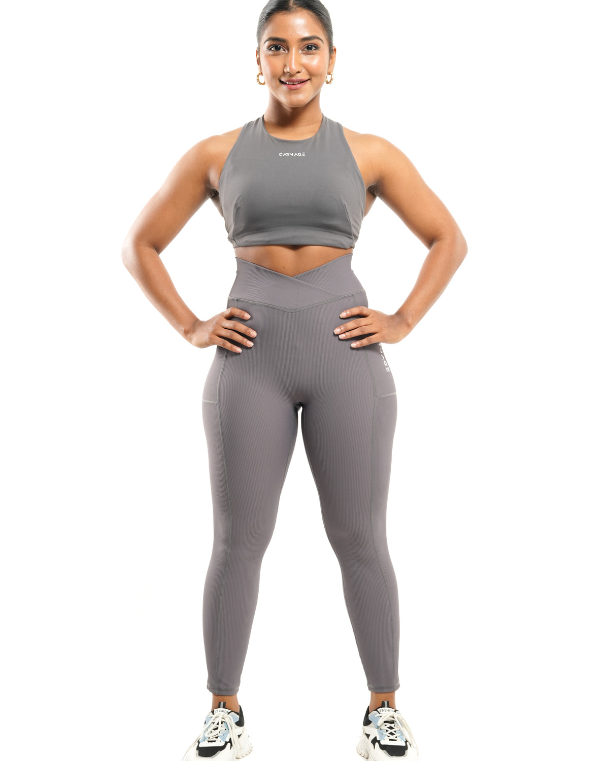 Ribbed V Taper Pocket Legging
