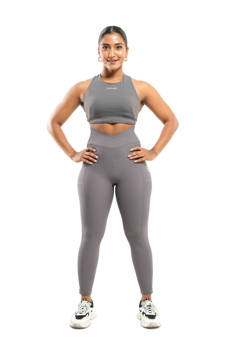 Ribbed V Taper Pocket Legging