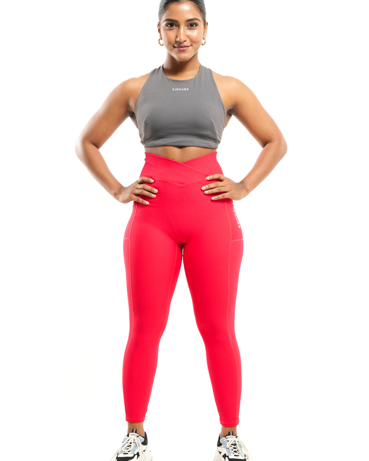Ribbed V Taper Pocket Legging