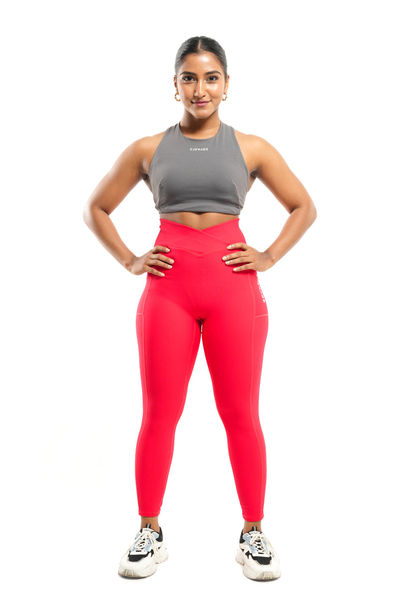 Ribbed V Taper Pocket Legging