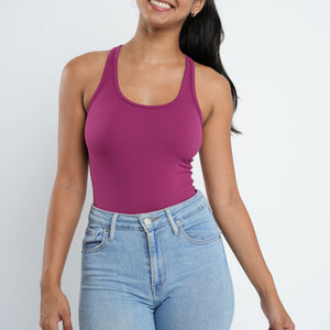 Refined Racer Back Bodysuit - Twinberry Red