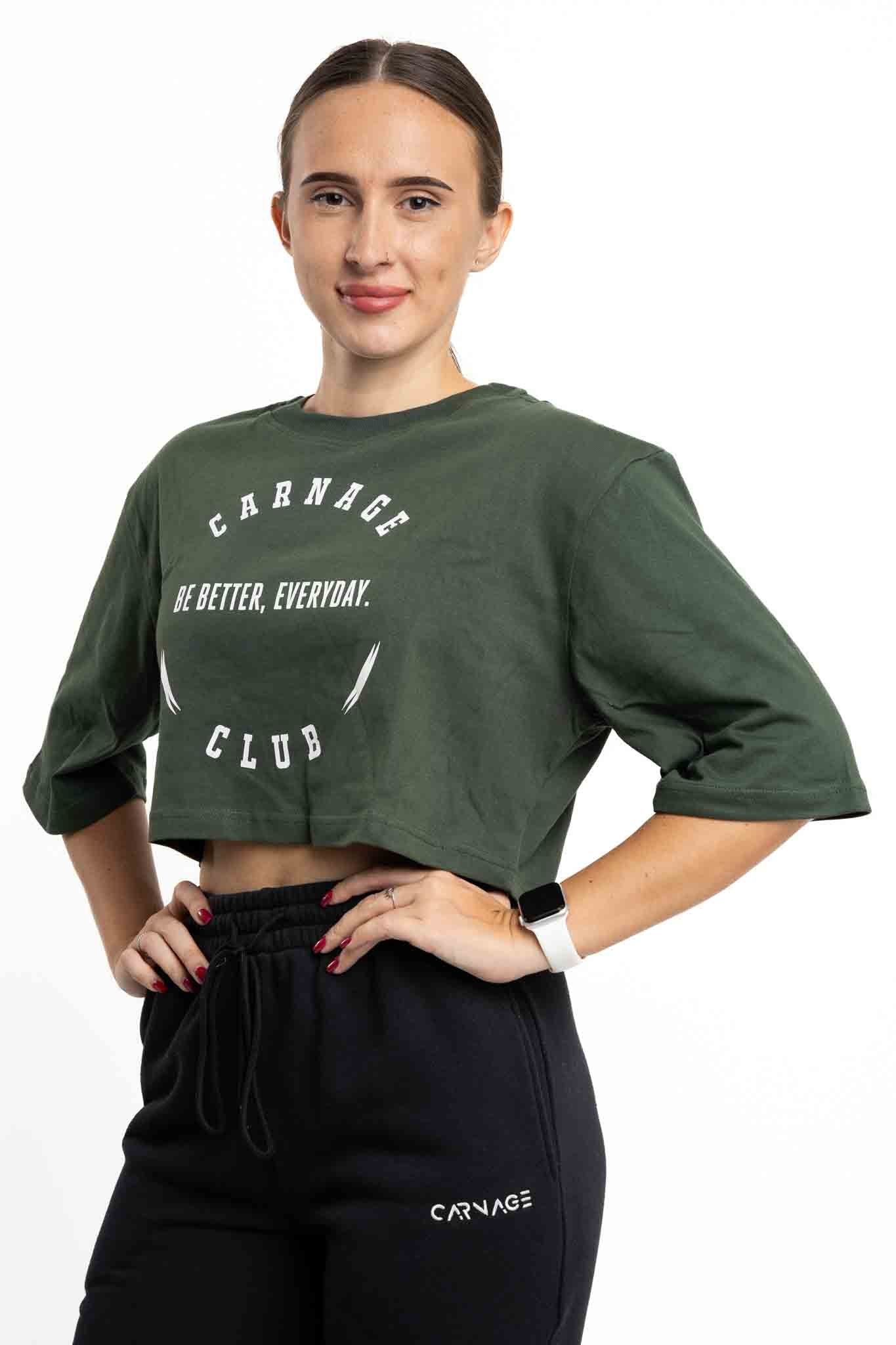 Be Better Oversize Crop - Olive Green