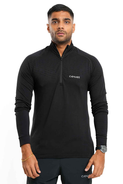 Seamless 1/4 Zip Up Long Sleeve Tee