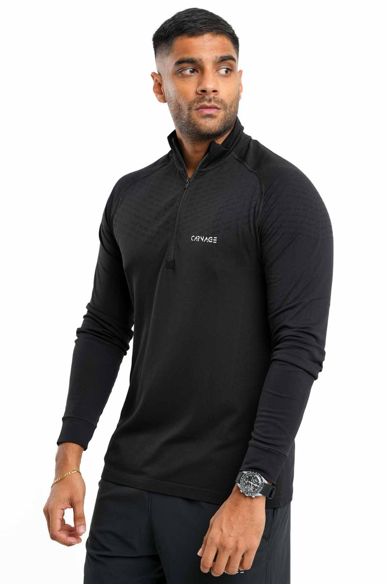 Seamless 1/4 Zip Up Long Sleeve Tee