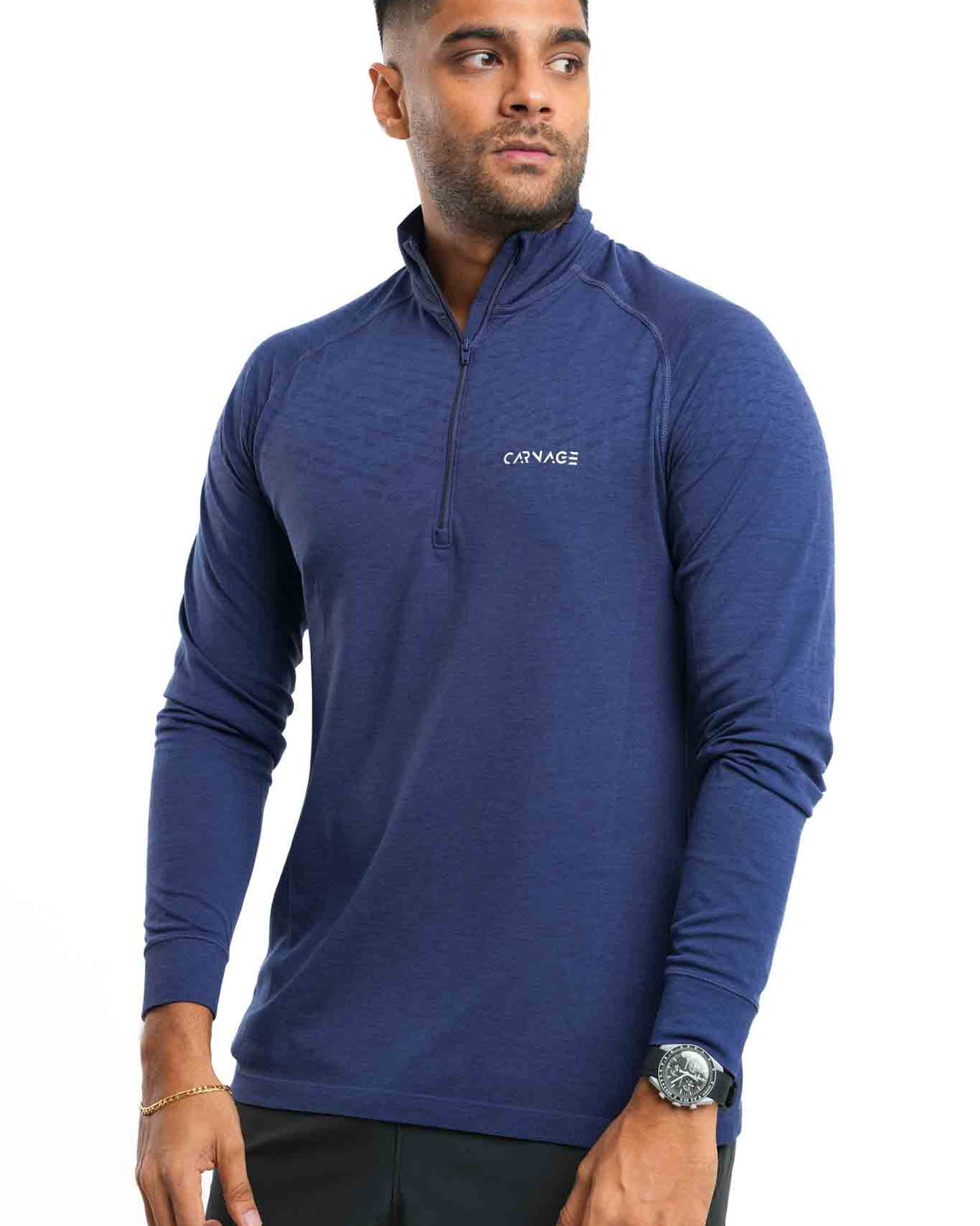 Seamless 1/4 Zip Up Long Sleeve Tee