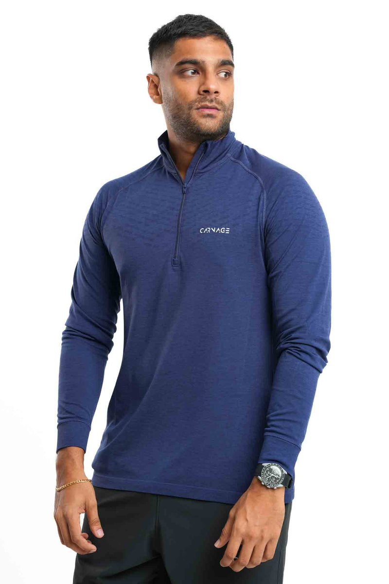 Seamless 1/4 Zip Up Long Sleeve Tee