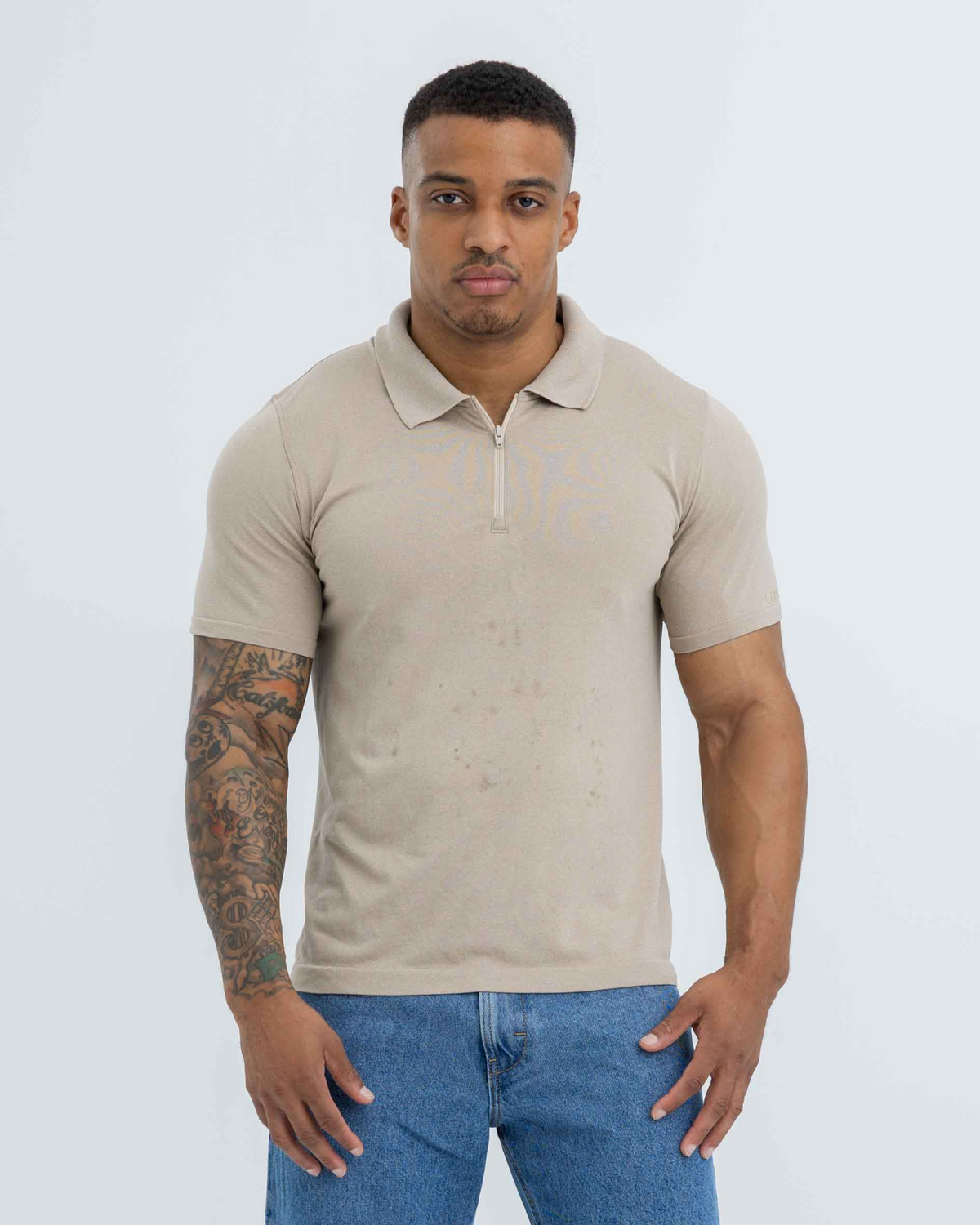 Heather 1/4 Zip Up Polo