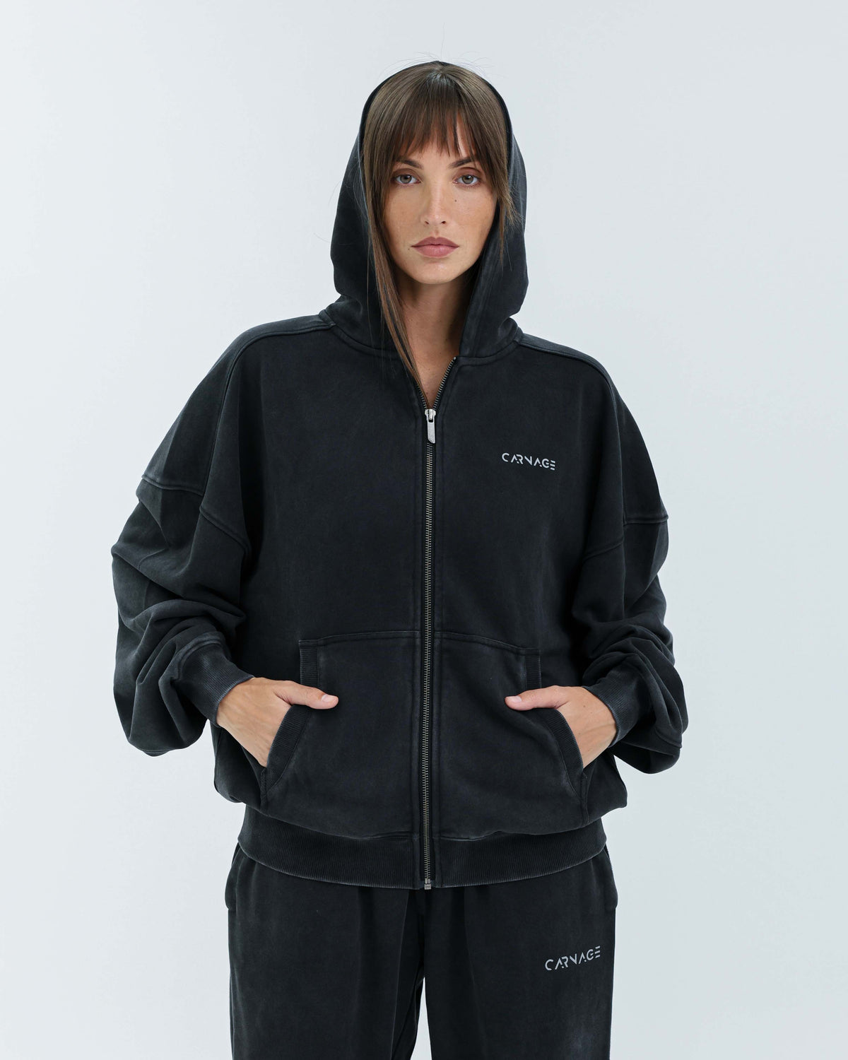 Essence Washed Zip Up Hoodie