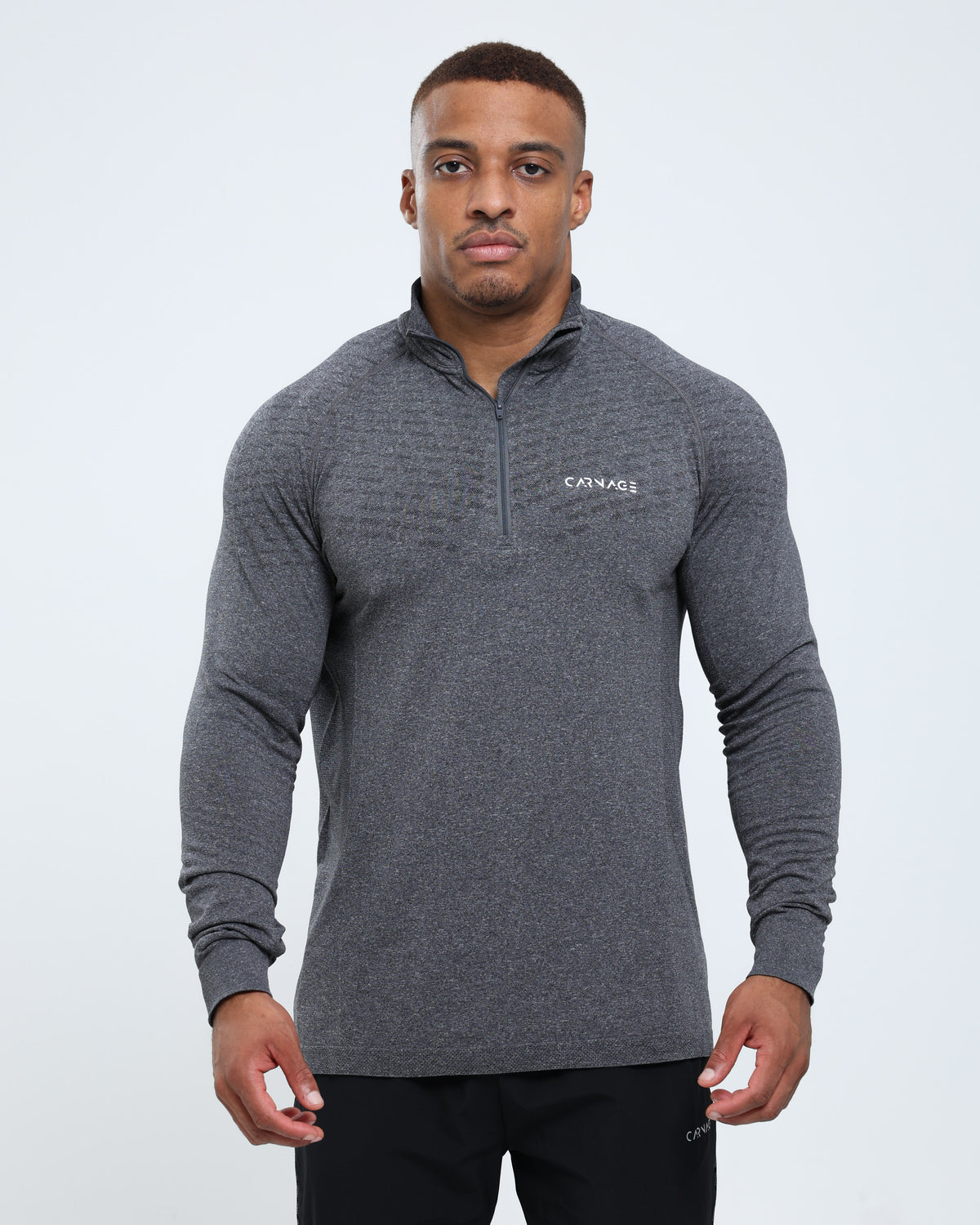 Seamless 1/4 Zip Up Long Sleeve Tee