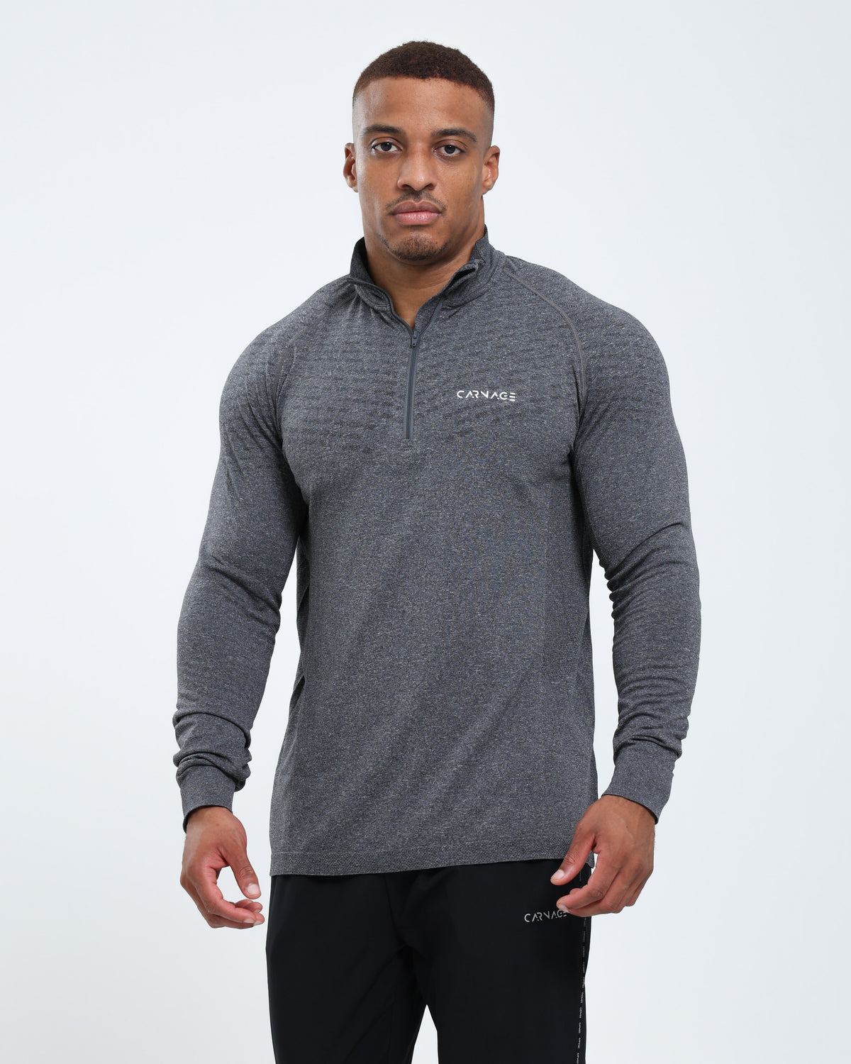 Seamless 1/4 Zip Up Long Sleeve Tee
