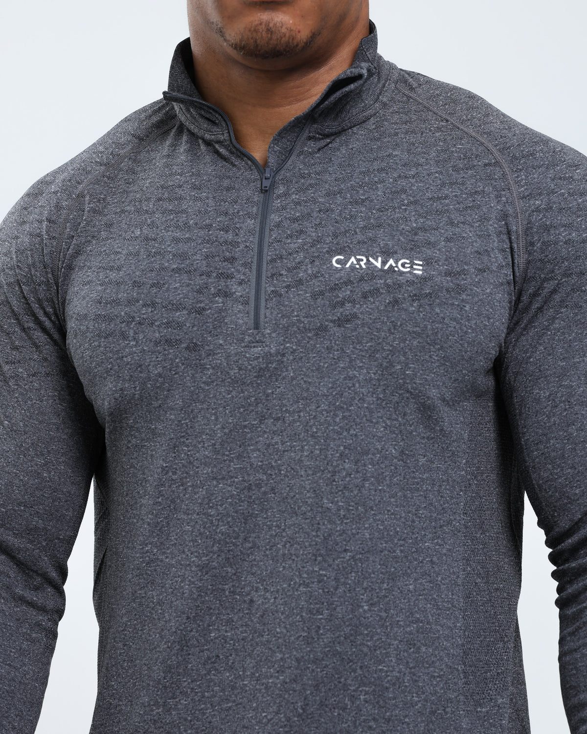 Seamless 1/4 Zip Up Long Sleeve Tee
