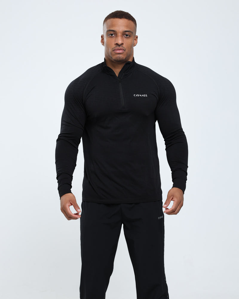 Seamless 1/4 Zip Up Long Sleeve Tee