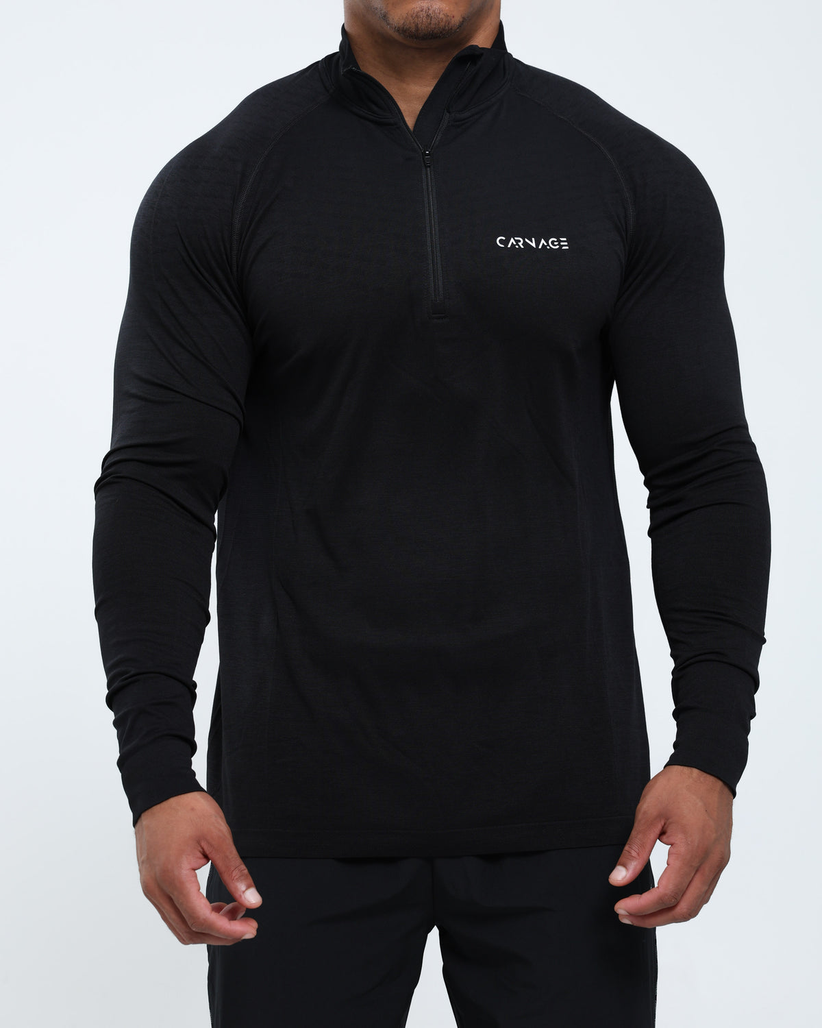Seamless 1/4 Zip Up Long Sleeve Tee