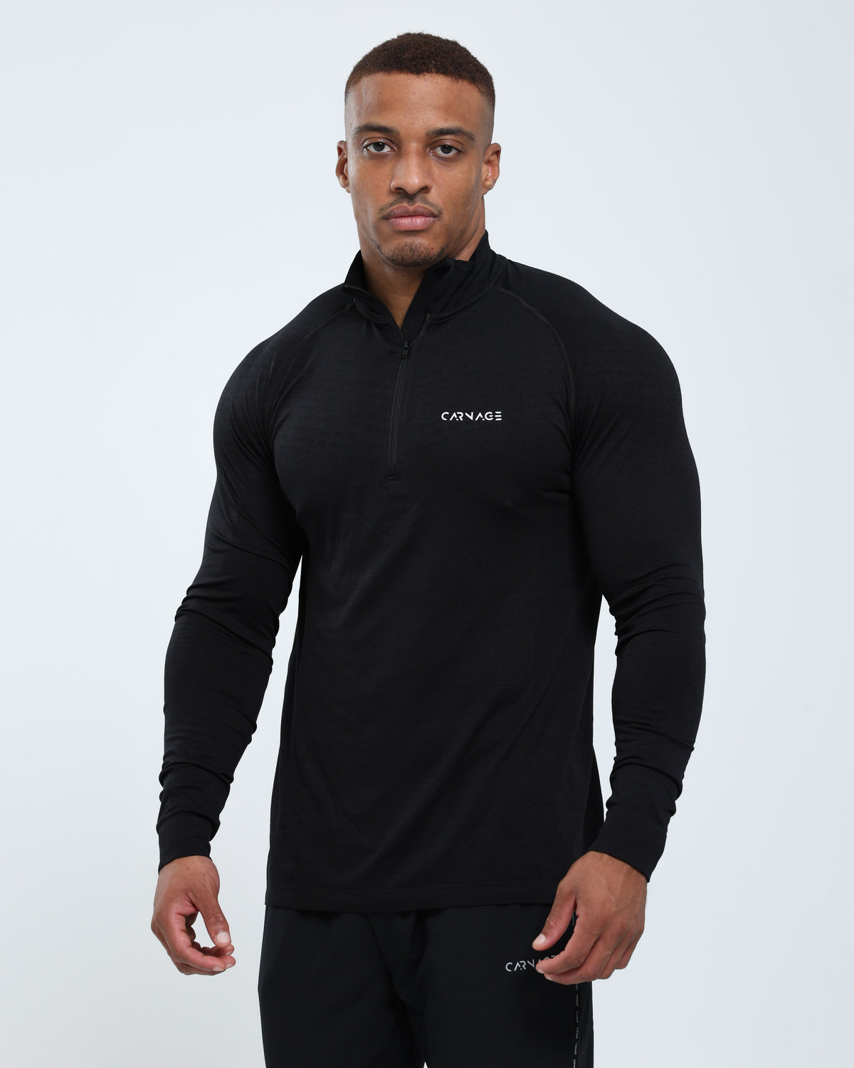 Seamless 1/4 Zip Up Long Sleeve Tee