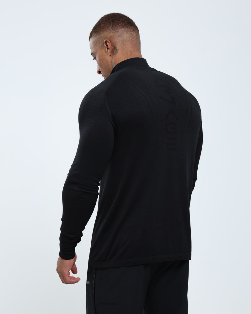 Seamless 1/4 Zip Up Long Sleeve Tee