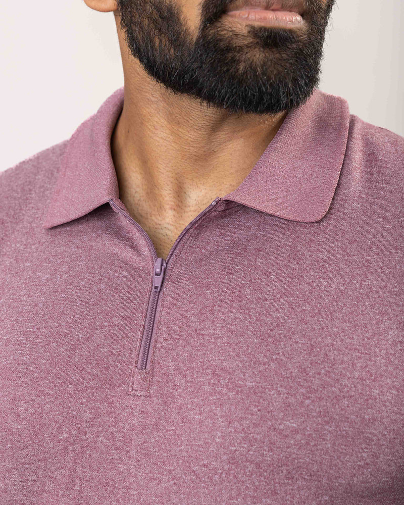 Heather 1/4 Zip Up Polo