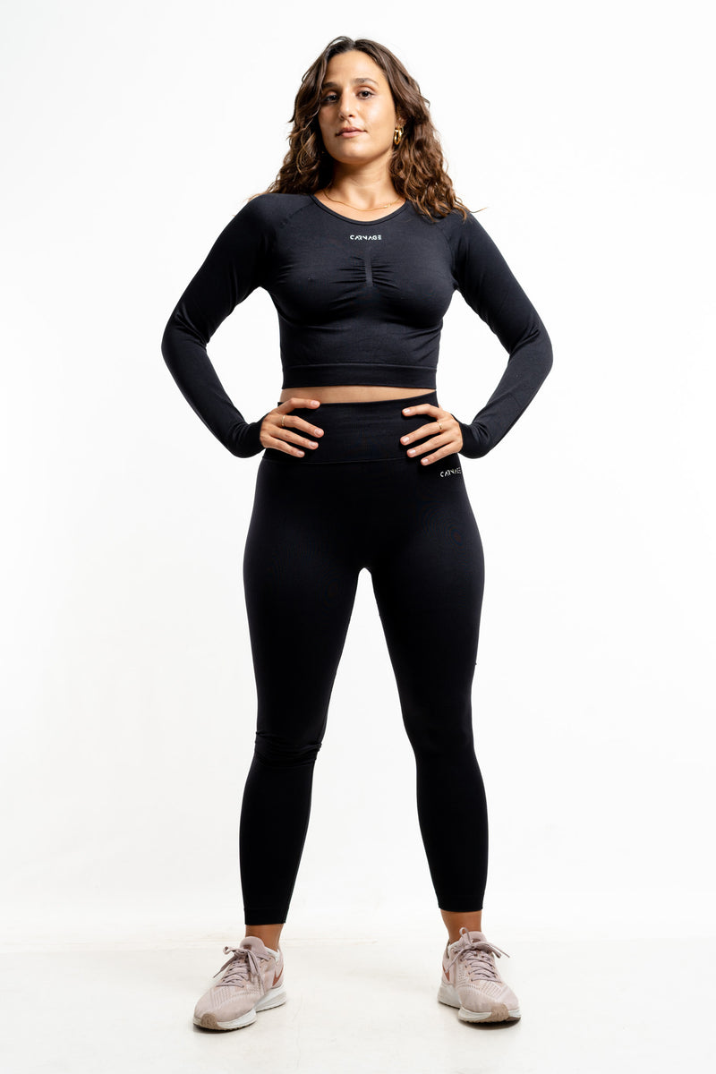 Hero Seamless Long Sleeve Crop - Black